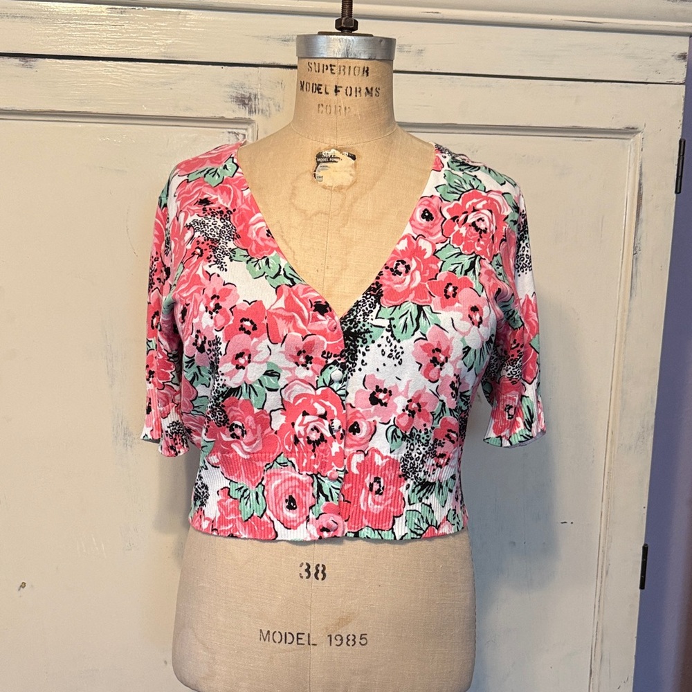 Torrid Vibrant Floral V-Neck Crop Sweater